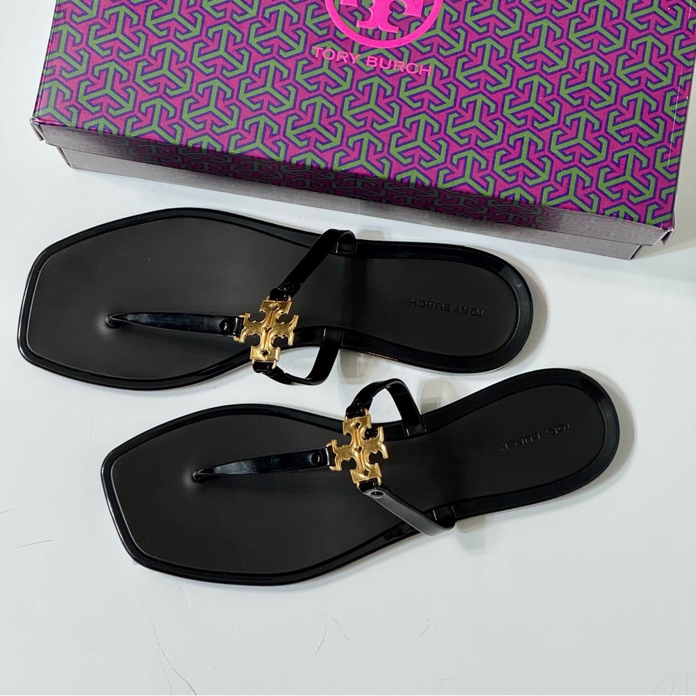 NEW TORY BURCH ‘Roxane’ Jelly Thong Sandals - Black - Size 10
